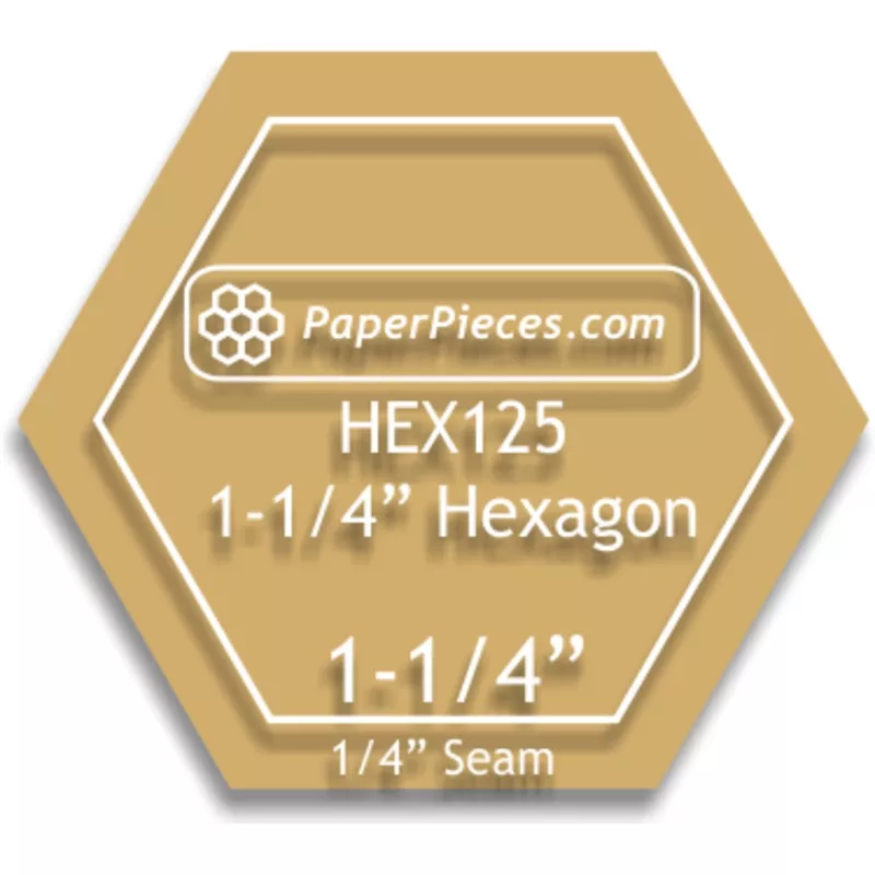 1-1-4-hexagon-acrylic-template-with-1-4-seam-allowance 1 1/4″ Hexagon Acrylic Template with 1/4″ seam allowance