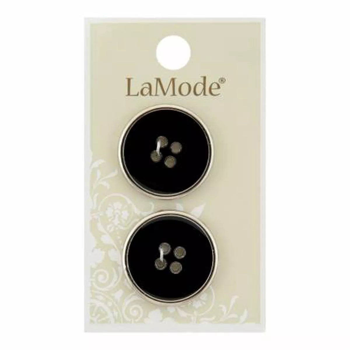 1″ Black W/ Silver Rim Buttons | LaMode