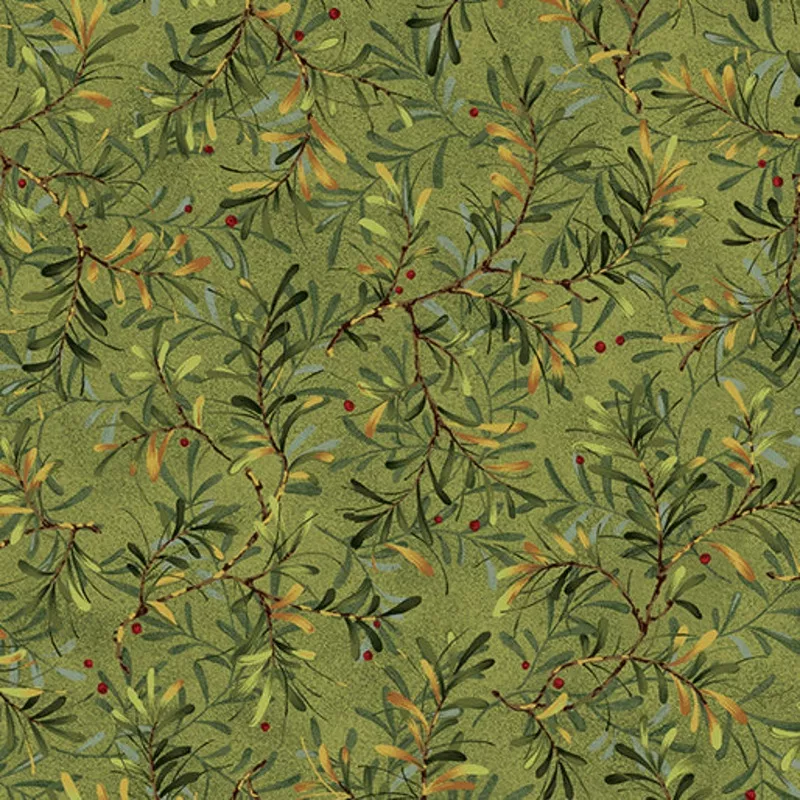 108-benartex-pine-boughs-moss-100-cotton 108″- Benartex –“Pine Boughs Moss”– 100% Cotton