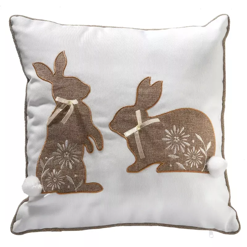 16-in-two-easter-bunnies-decorative-pillow 16 in. Two Easter Bunnies Decorative Pillow