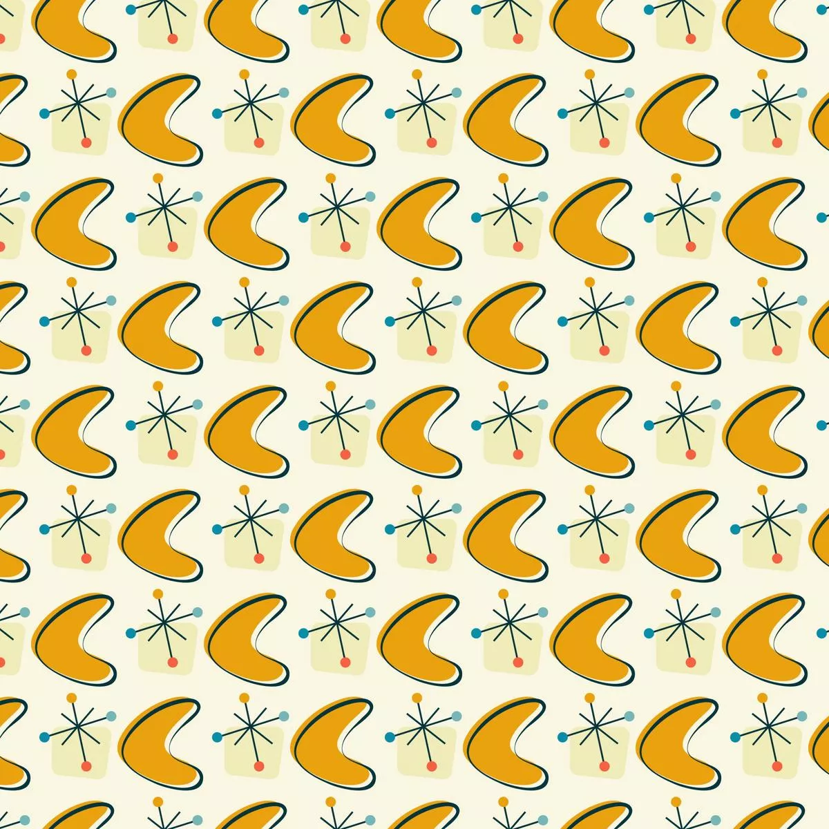 1950s Atomic Age Pattern 11 Quilting Cotton Fabric