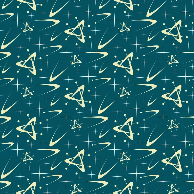 1950s Atomic Starbursts Pattern #3 Fabric – Blue