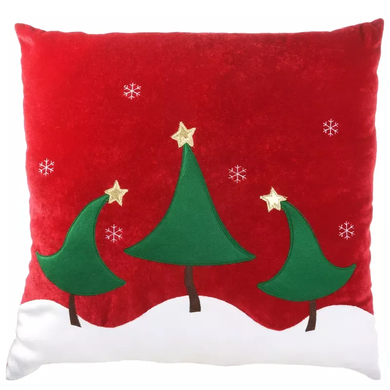 20-in-general-store-collection-red-pillow-with-christmas-trees 20 in. General Store Collection Red Pillow with Christmas Trees