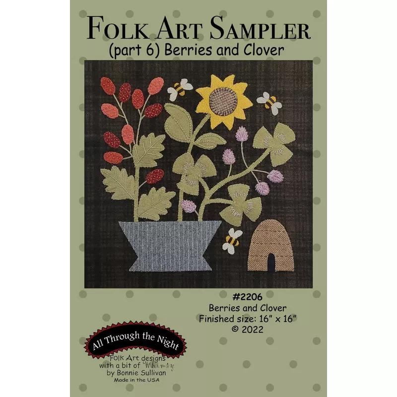 2206-folk-art-sampler-berries-clover #2206 Folk Art Sampler-Berries and Clover