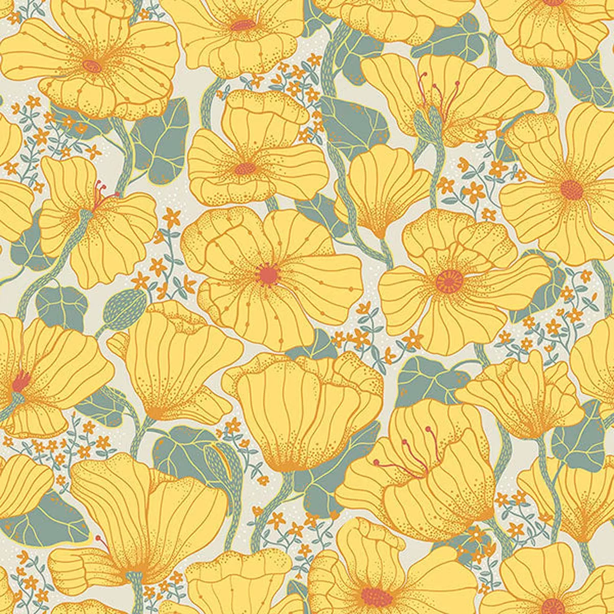 2932-65112-matilda-yellow-poppy-fields-wallpaper 2932-65112 Matilda Yellow Poppy Fields Wallpaper
