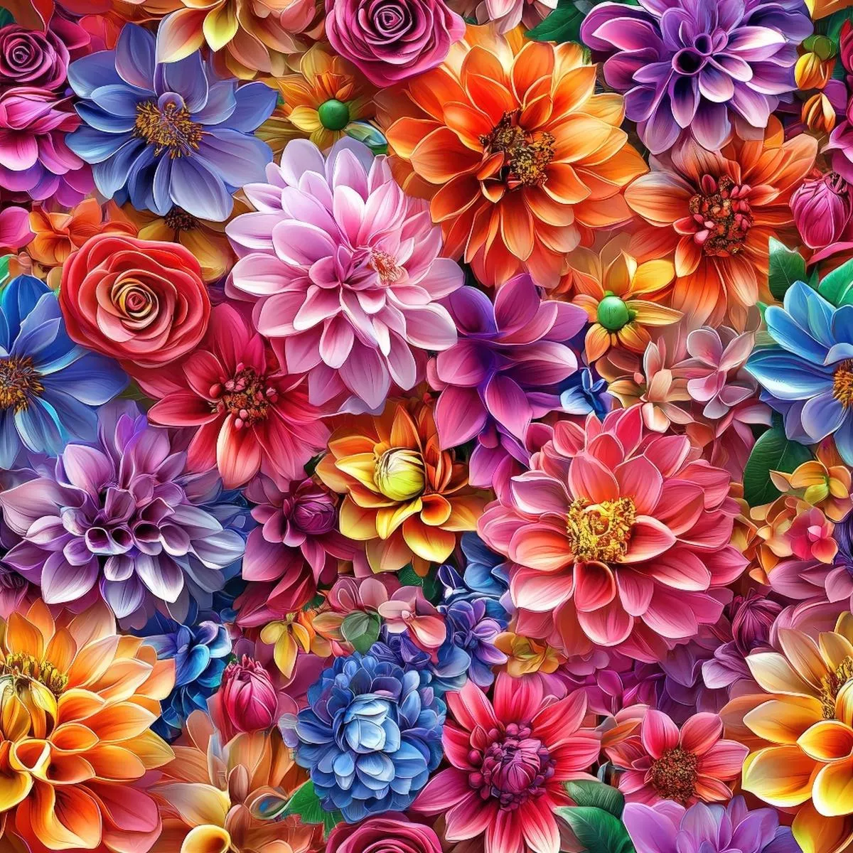 3D Colorful Florals Pattern 12 Quilting Cotton Fabric