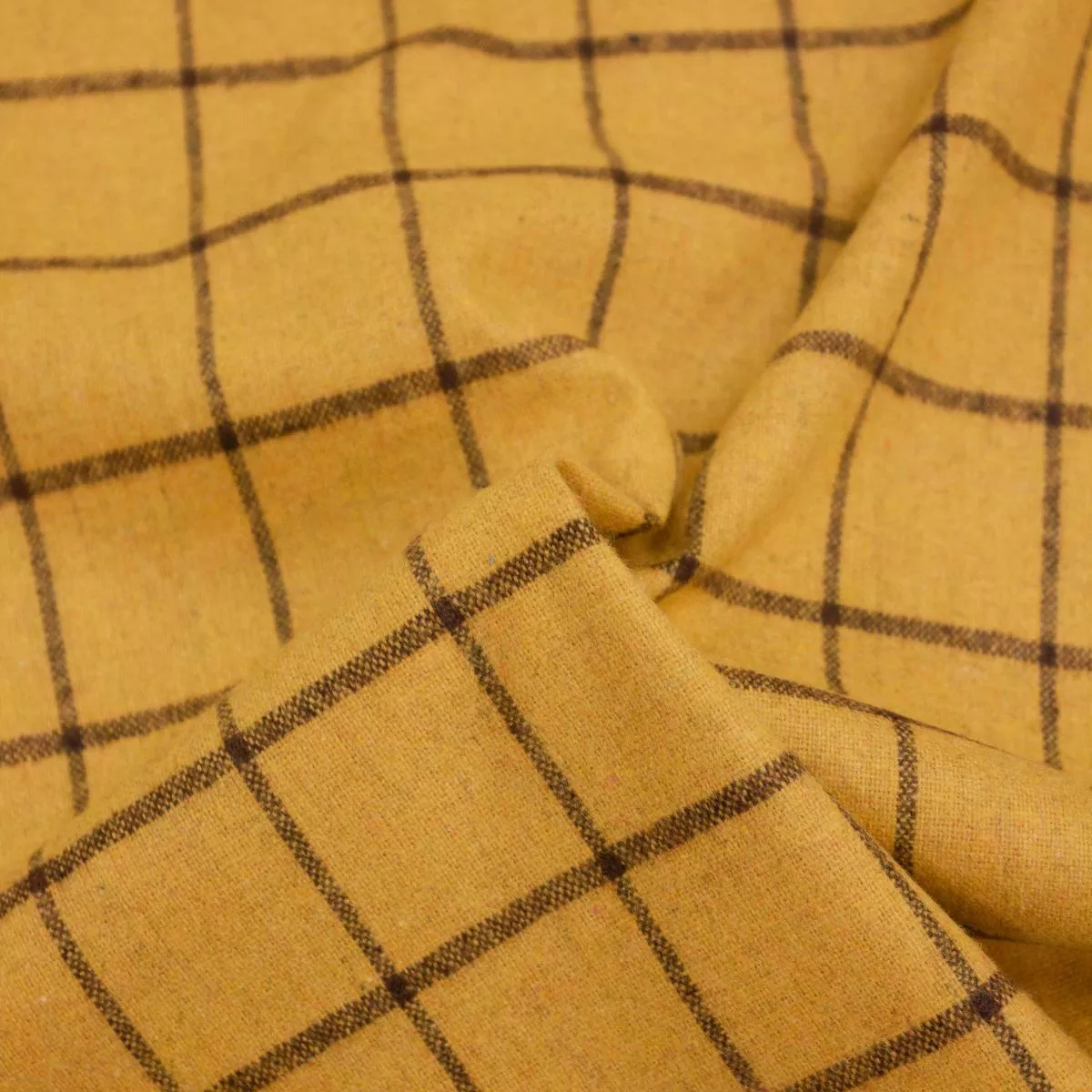 alex-ochre-brown-check-wool-blend-fabric Alex Ochre Brown Check Wool Blend Fabric