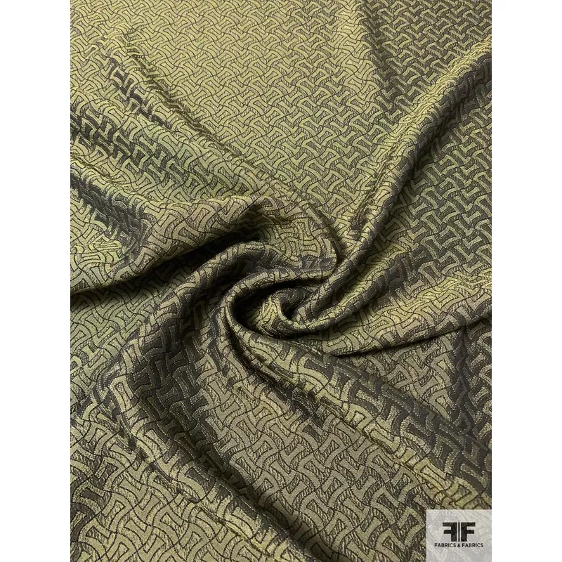 Angular Shape Pattern Lightweight Brocade – Army Green / Black