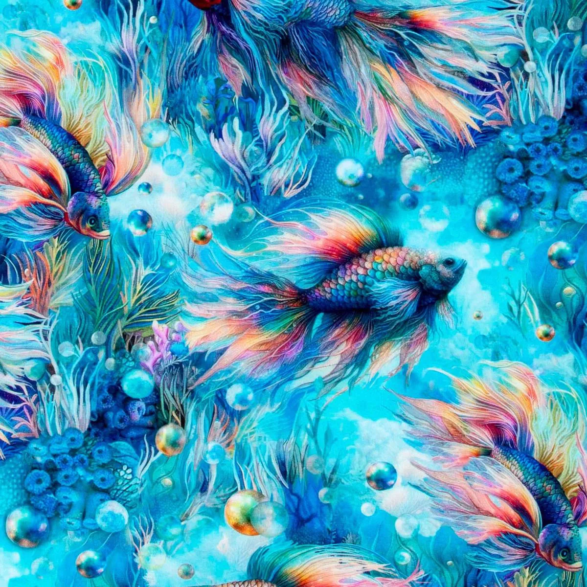 animals-rainbow-fish-blue-yardage Animals – Rainbow Fish Blue Yardage
