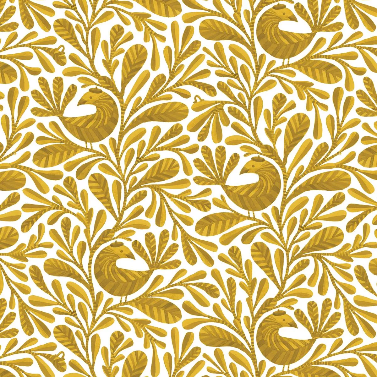 Anouk – Mustard | Birds & Branches | Cloud 9 Fabrics