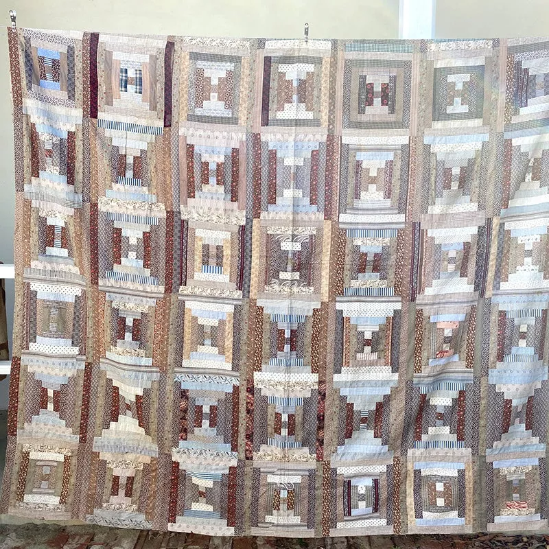 antique-courthouse-steps-quilt-top Antique Courthouse Steps Quilt Top
