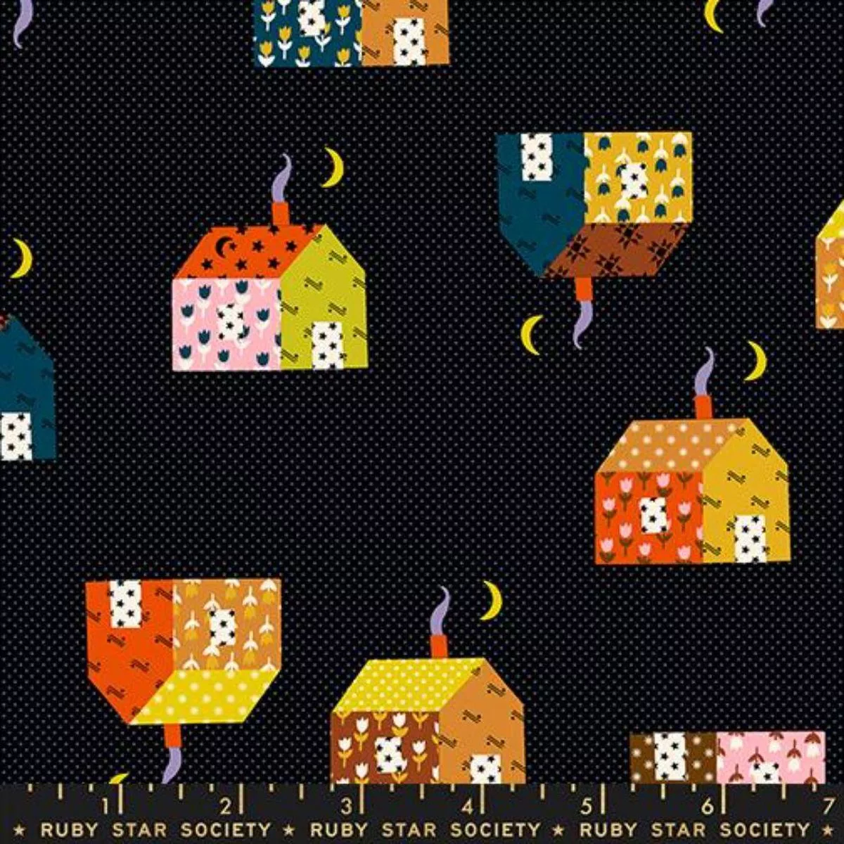 Applique Cabins Soft Black by Ruby Star Society