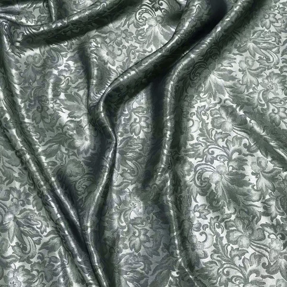 Aquamarine Baroque Scroll – Silk Jacquard