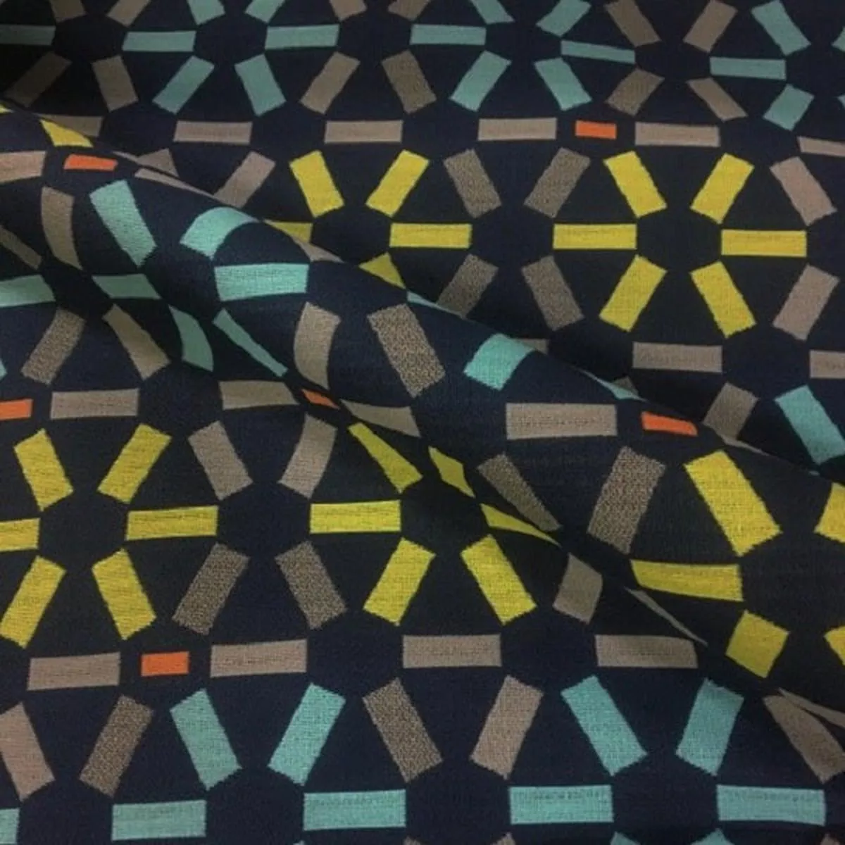 Arc-Com Atomic Navy Blue Crypton Upholstery Fabric