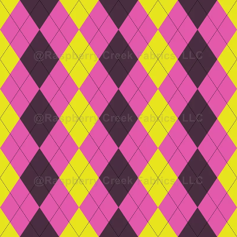 argyle-pattern-pink-yellow-purple-black-stitching Argyle Pattern, Pink Yellow Purple, Black Stitching