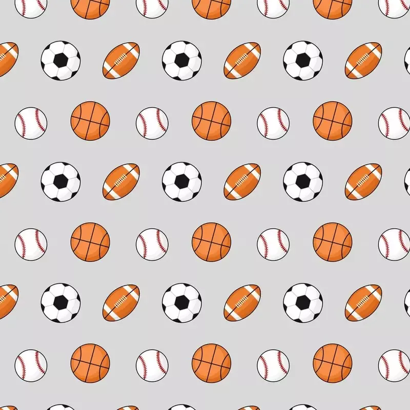 Assorted Sports Balls Fabric – Gray