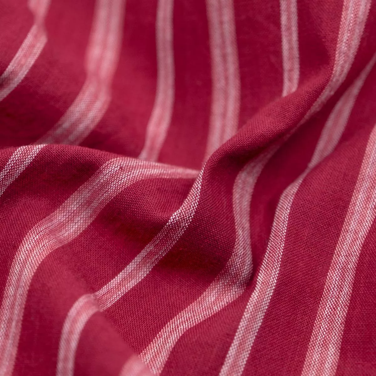 Awning Stripe Handwoven Cotton – Raspberry/White