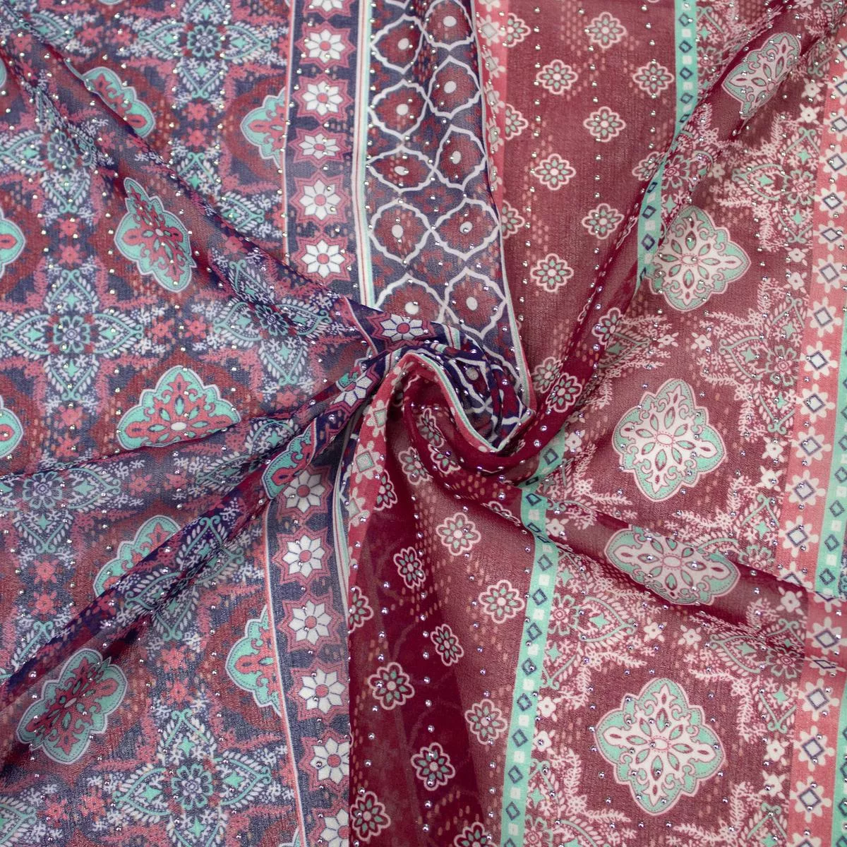 babs-multicolour-floral-polyester-voile-fabric Babs Multicolour Floral Polyester Voile Fabric