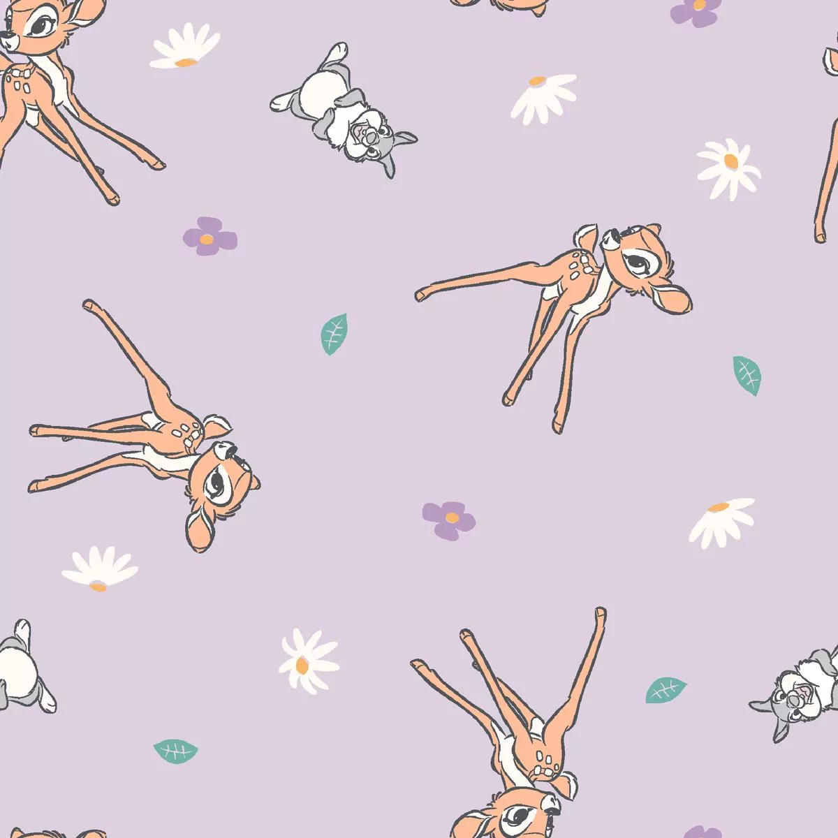 bambi-thumper-forest-daisy-fabric Bambi and Thumper Forest Daisy Fabric