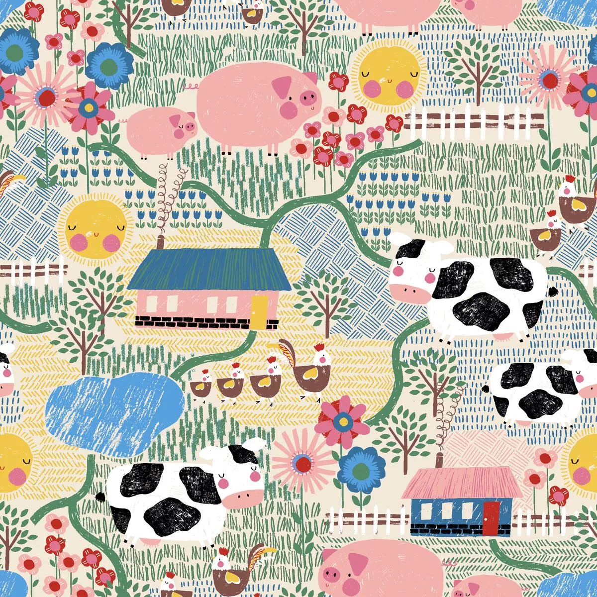 Barnyard Friends – Playful Farm Fabric