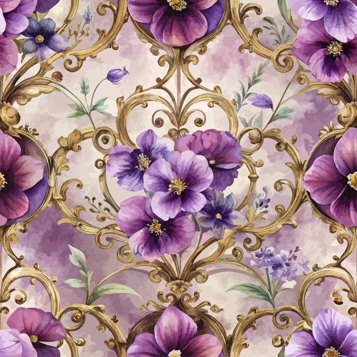 Baroque Florals Pattern 134 Quilting Cotton Fabric