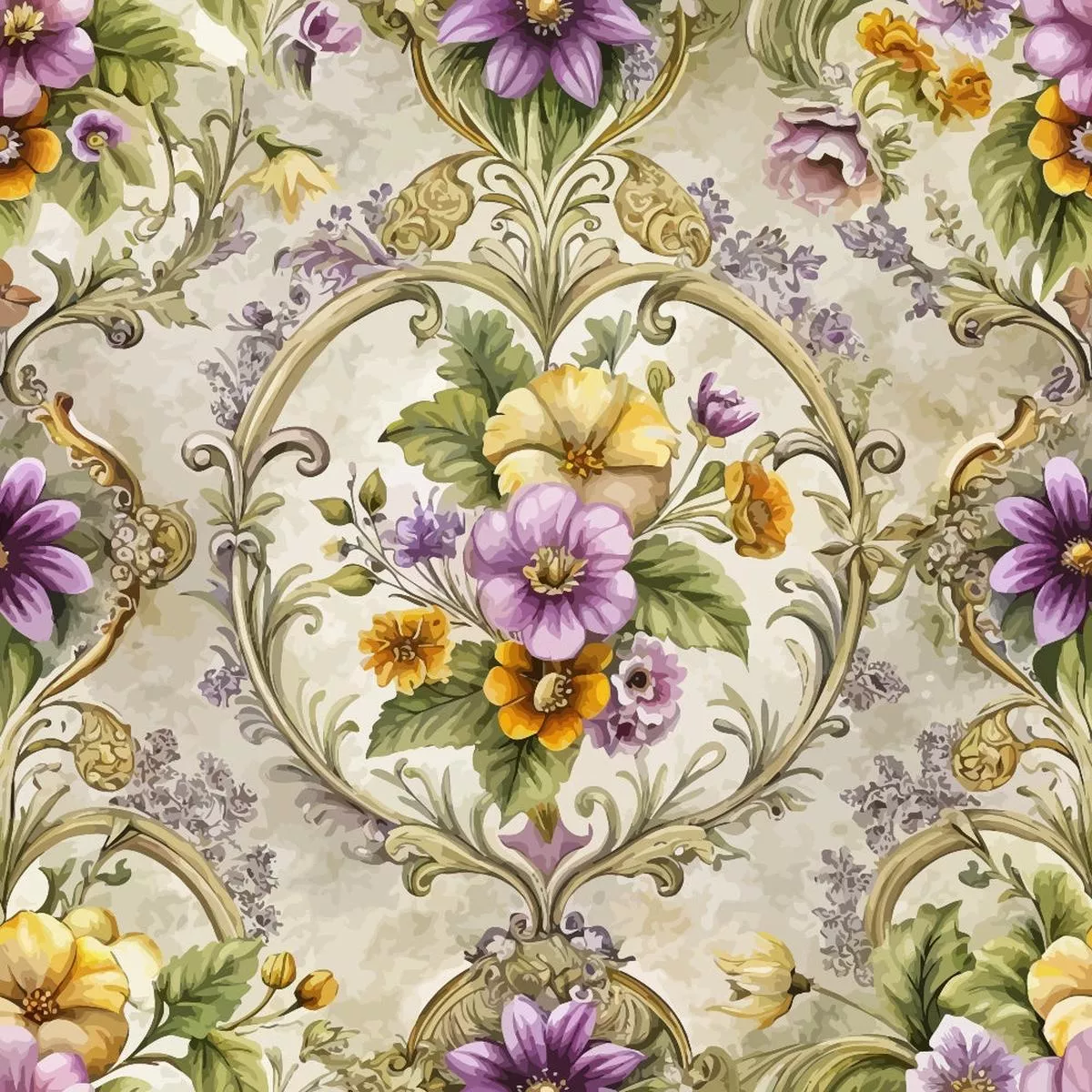Baroque Florals Pattern 173 Quilting Cotton Fabric