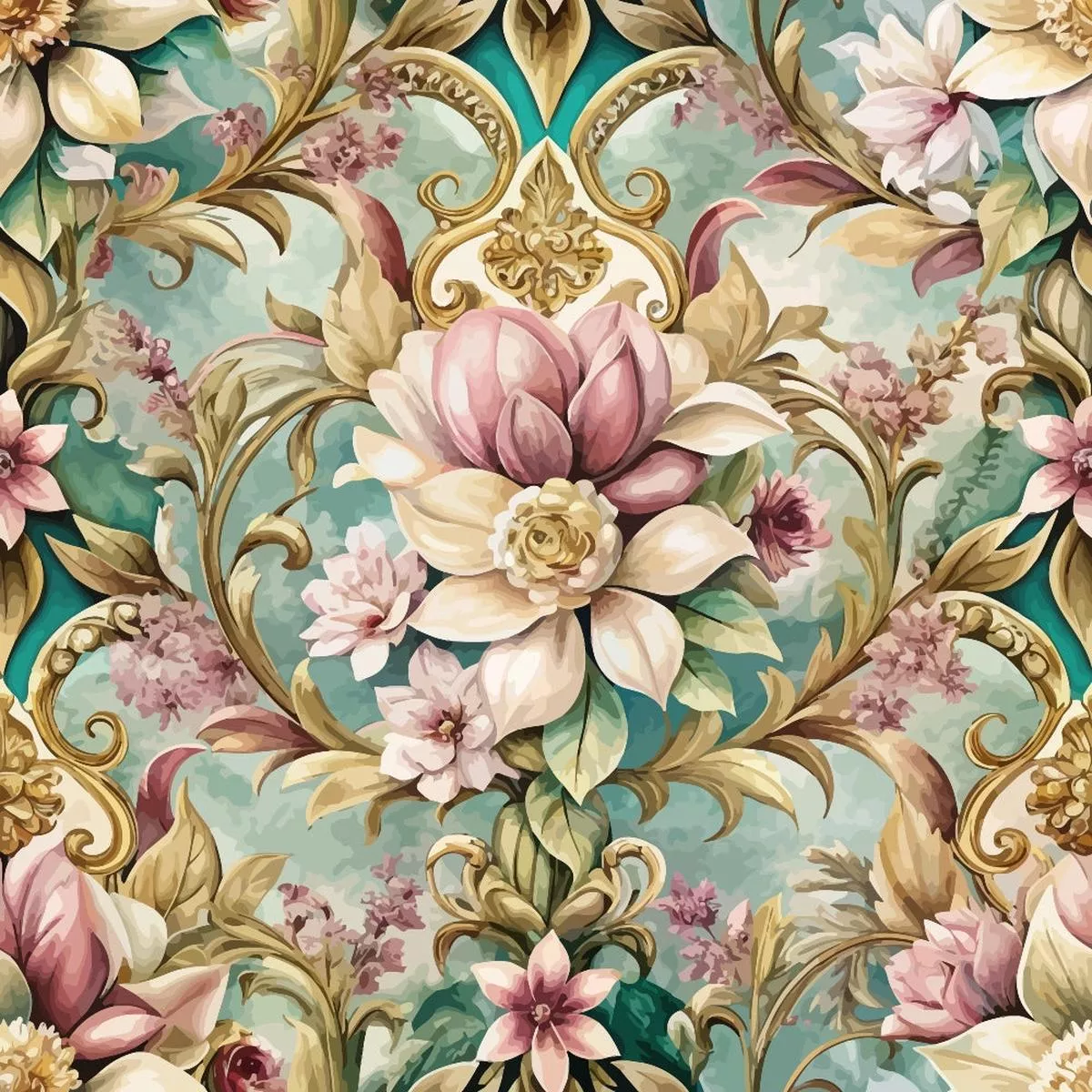 Baroque Florals Pattern 38 Quilting Cotton Fabric