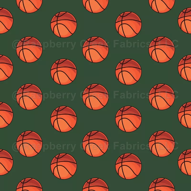 Basketballs on Dark Green – large