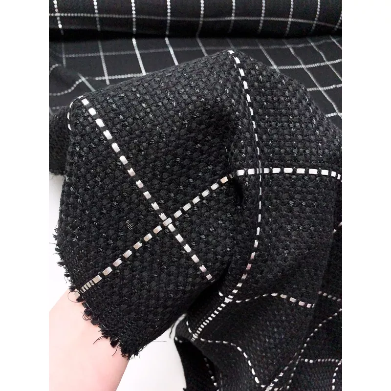 basketweave-suiting-with-vinyl-windowpane-pattern-black-metalissed-grey Basketweave Suiting with Vinyl Windowpane Pattern – Black / Metalissed Grey