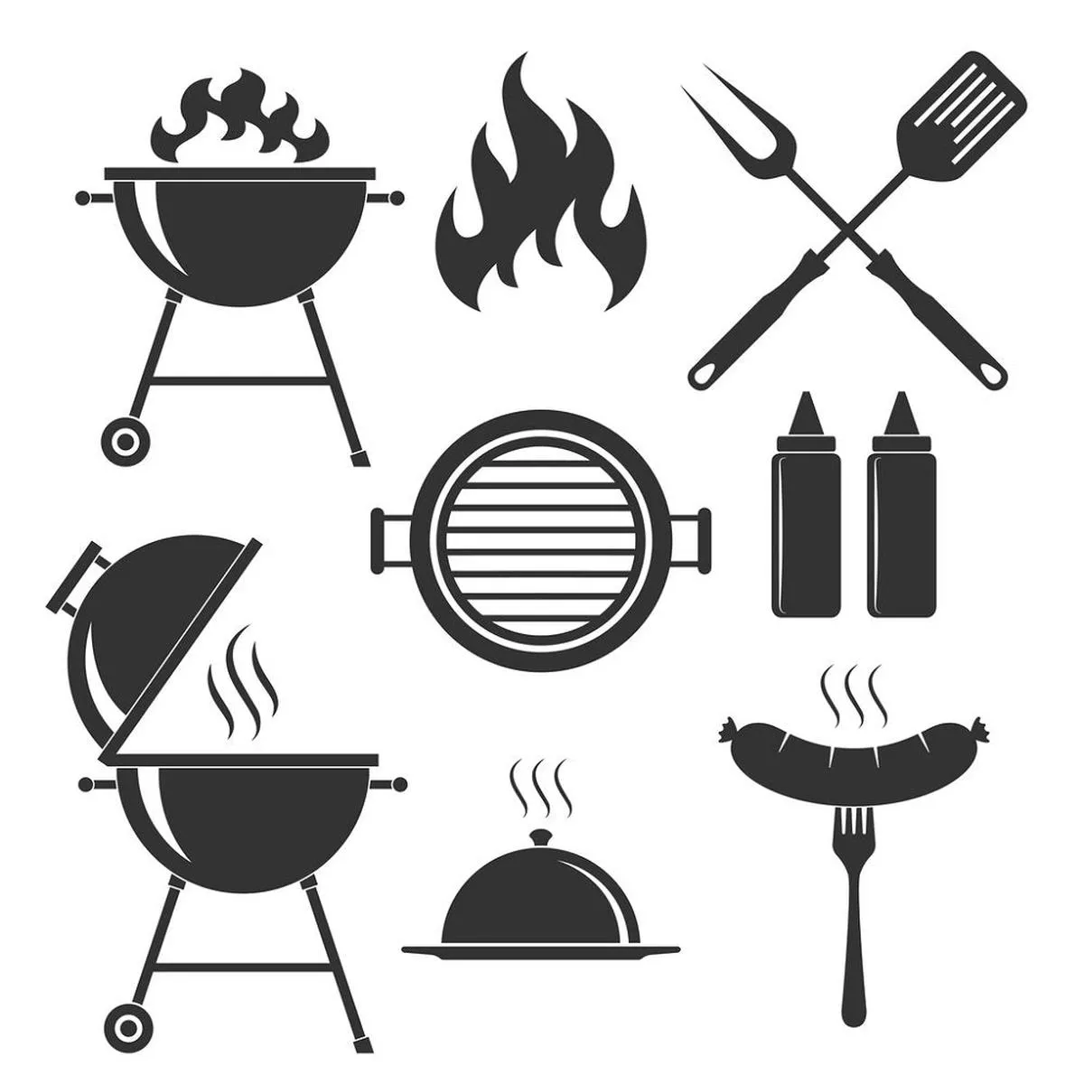 bbq-icon-set-fabric-panel-black BBQ Icon Set Fabric Panel – Black