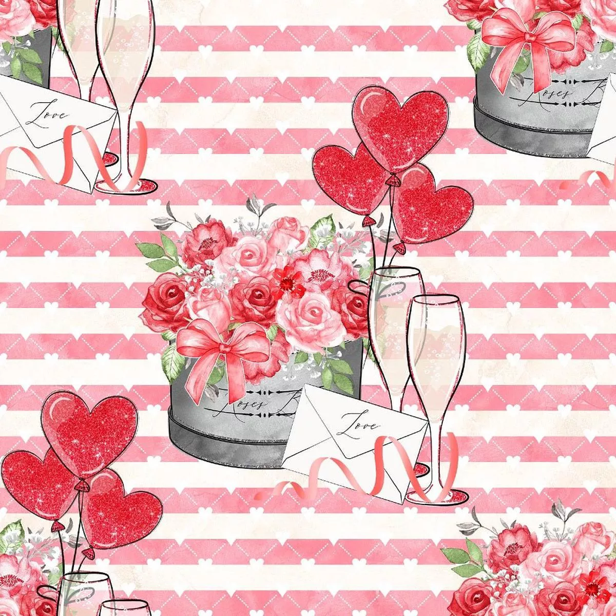 be-my-valentine-pink-stripes-fabric Be My Valentine Pink Stripes Fabric