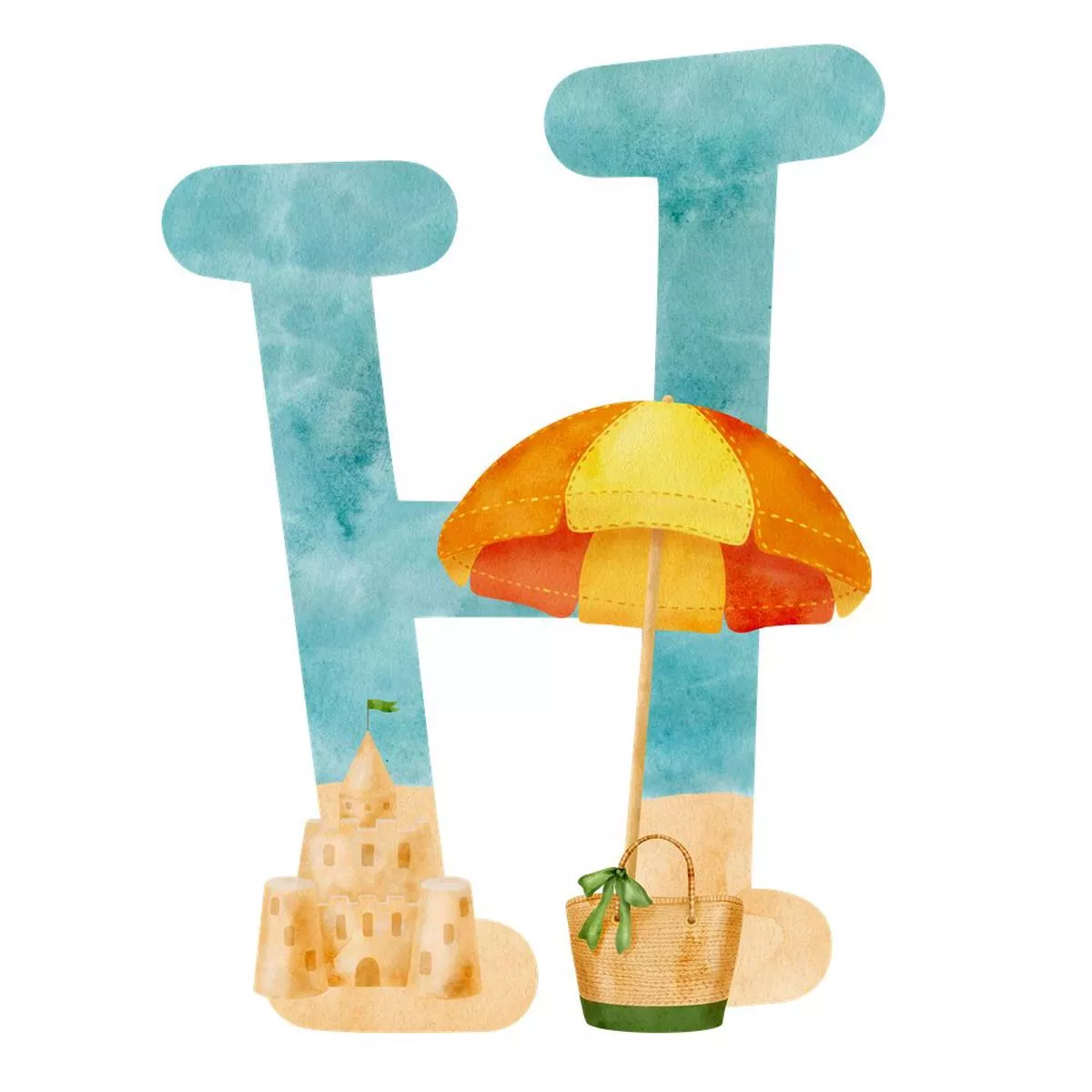 Beach Life Letter ”H” Fabric Panel