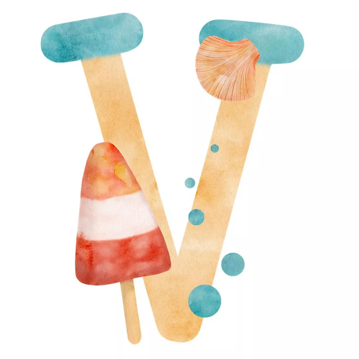 Beach Life Letter V Fabric Panel