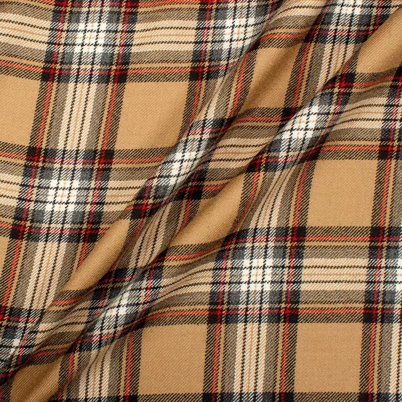 beige-red-black-pure-wool-tartan Beige, Red, Black Pure Wool Tartan