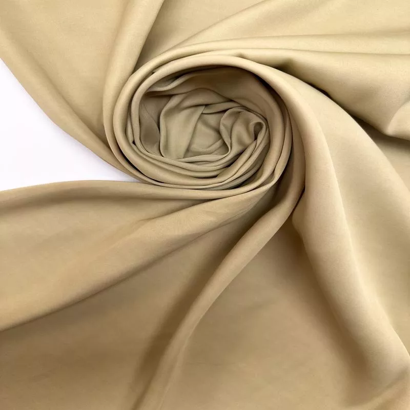 Beige Viscose Satin Twill