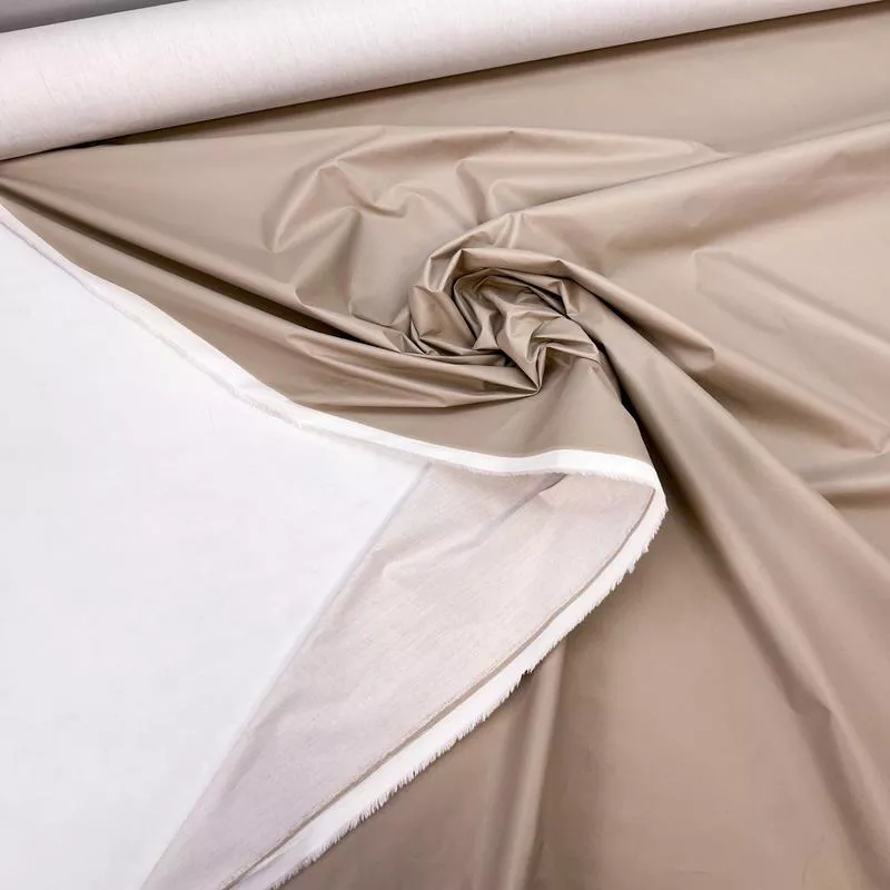 Beige Woven Cotton-Polyurethane Jacket Fabric – Italy