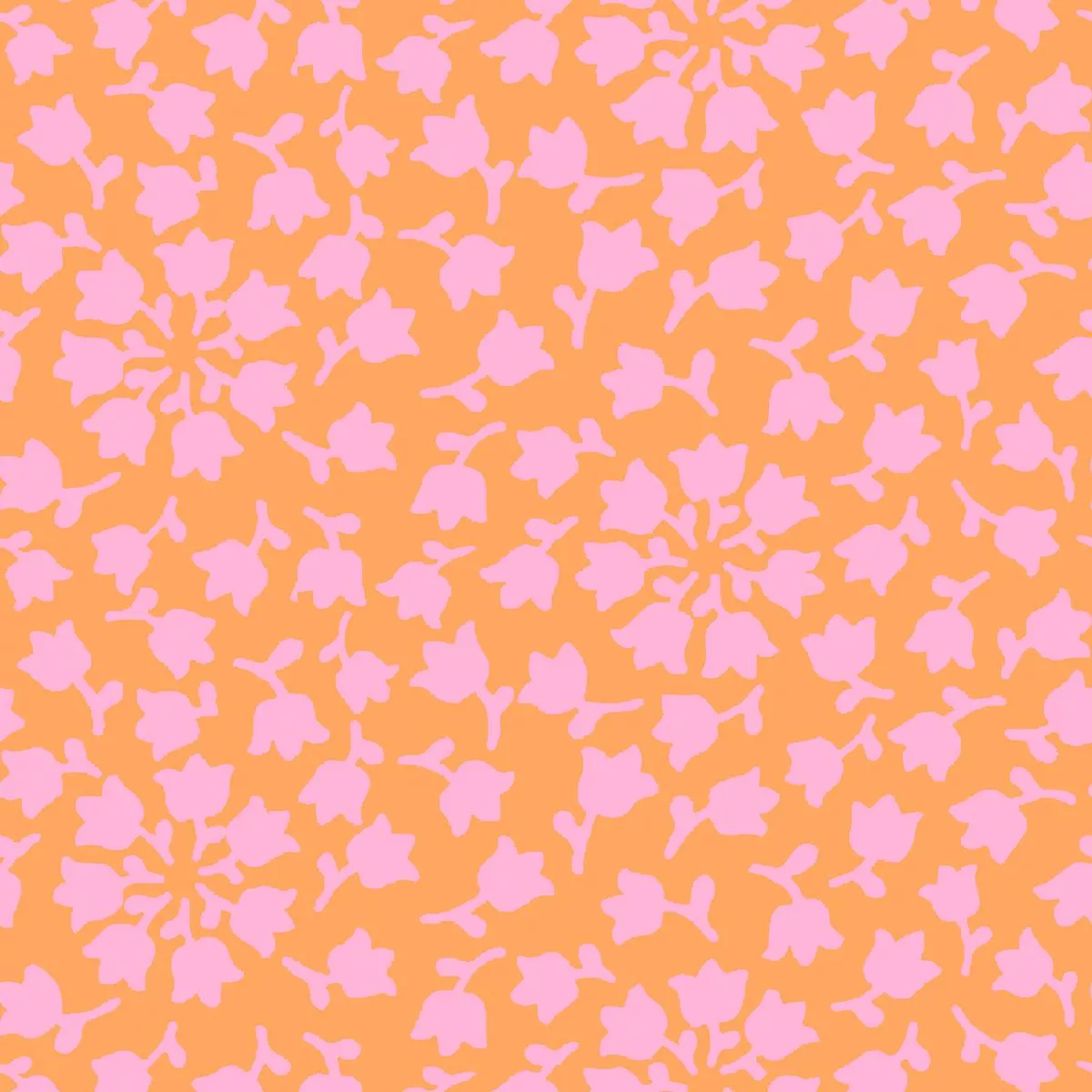 Bell Flowers on Orange & Pink Fabric