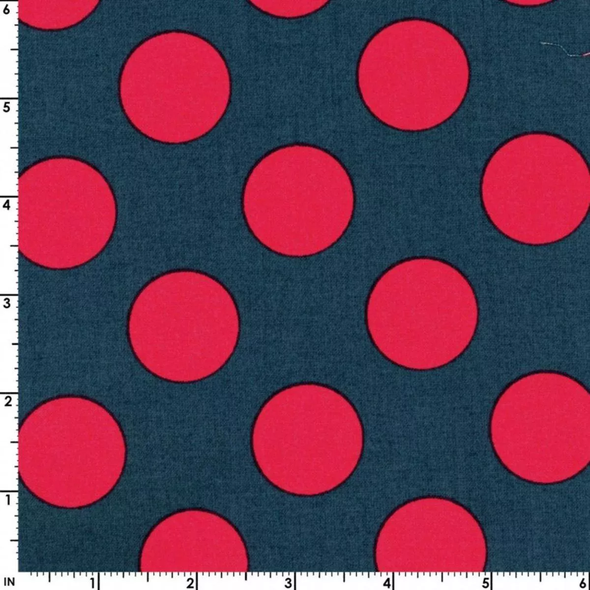 Big Red Dots on Navy by Kokka