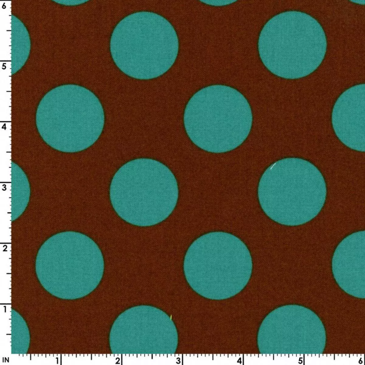 Big Teal Dots on Brown by Kokka