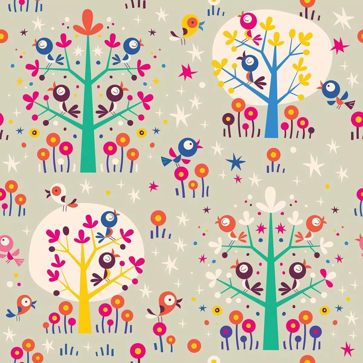 birds-in-trees-fabric-brown Birds in the Trees Fabric – Brown