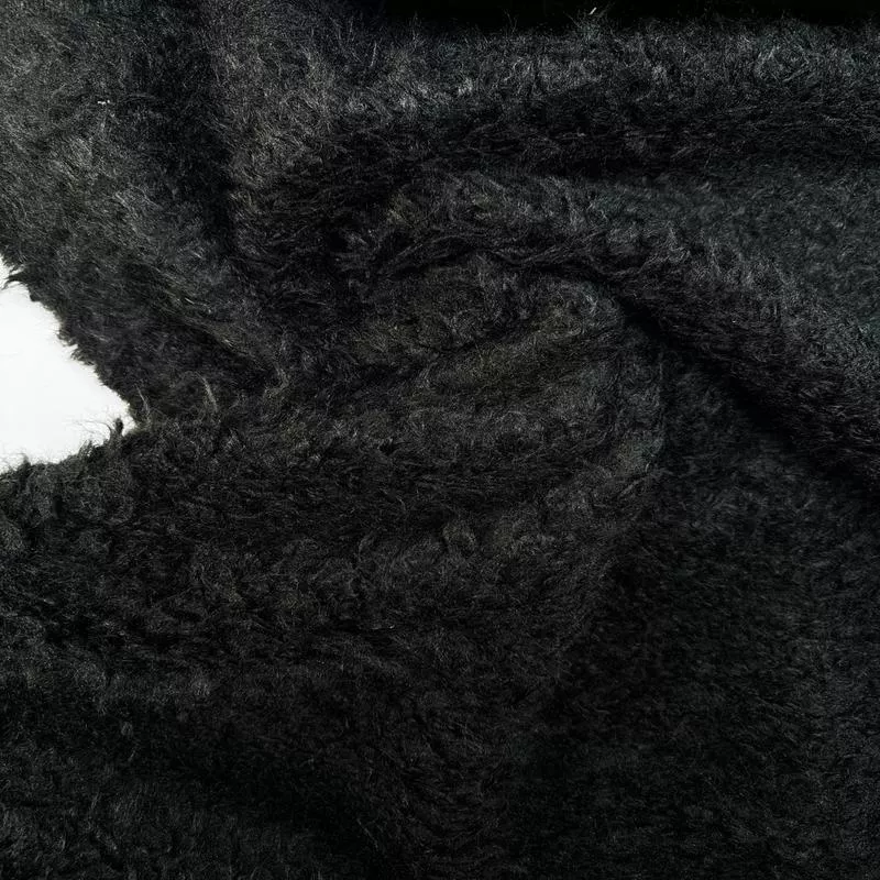 Black Acetate Polyester Faux Fur