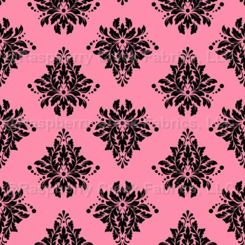 Black Damask on Pink