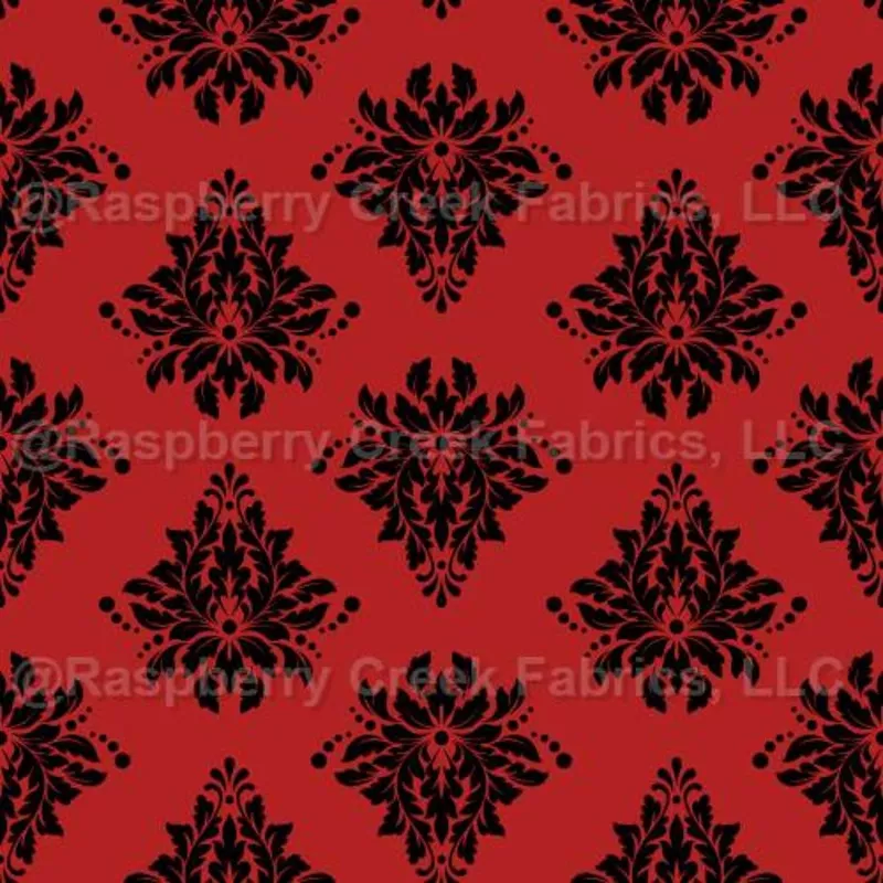 Black Damask on Red