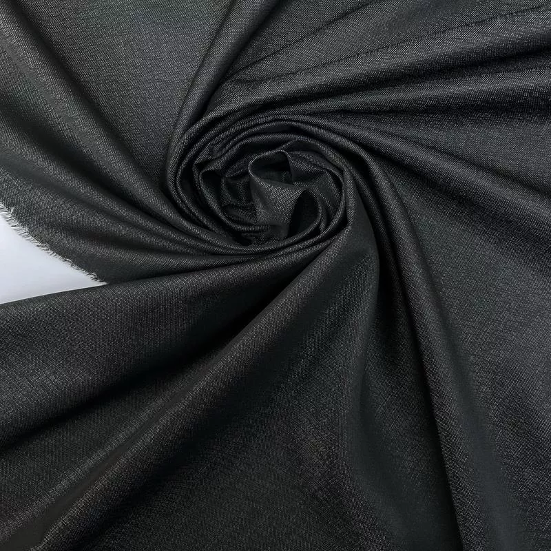 Black Jacquard Wool Fabric