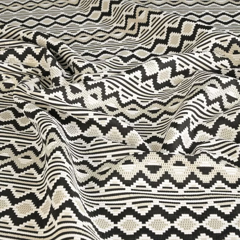 Black Shiny Jacquard Fabric 95328