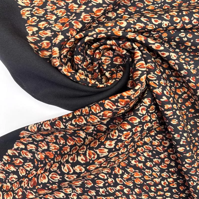 Black White Abstract Wool Fabric