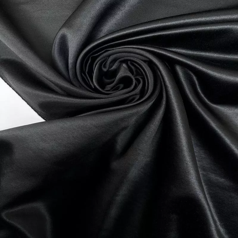 Black Wool Viscose Sateen