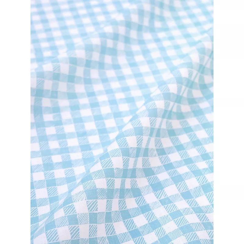 block-print-gingham-fabric-in-light-blue Block Print Gingham Fabric in Light Blue