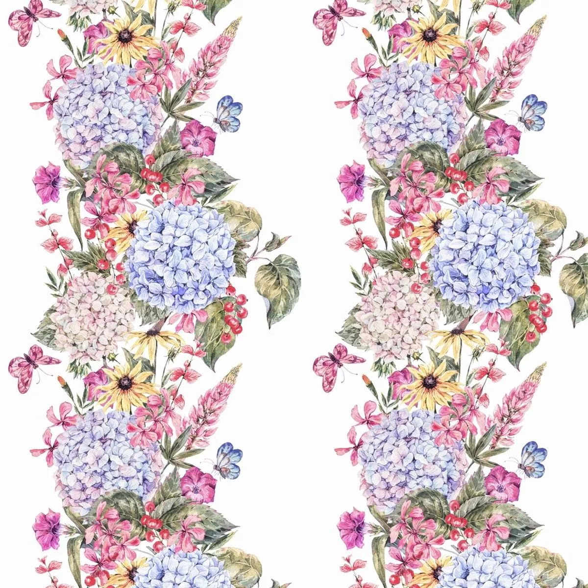 blooming-hydrangea-floral-fabric-multi Blooming Hydrangea Floral Fabric – Multi