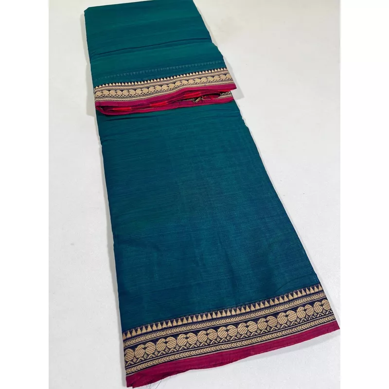 BLUE- NARAYANPETA COTTONSAREE WITH TRADITIONAL BORDER 05
